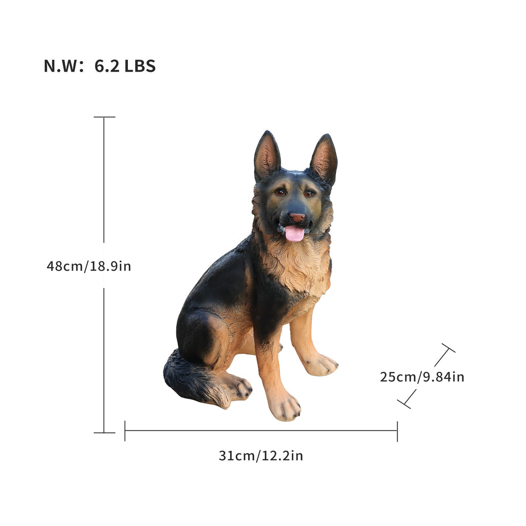 German Shepherd Dog Statue with Realistic Detail - Outdoor Resin