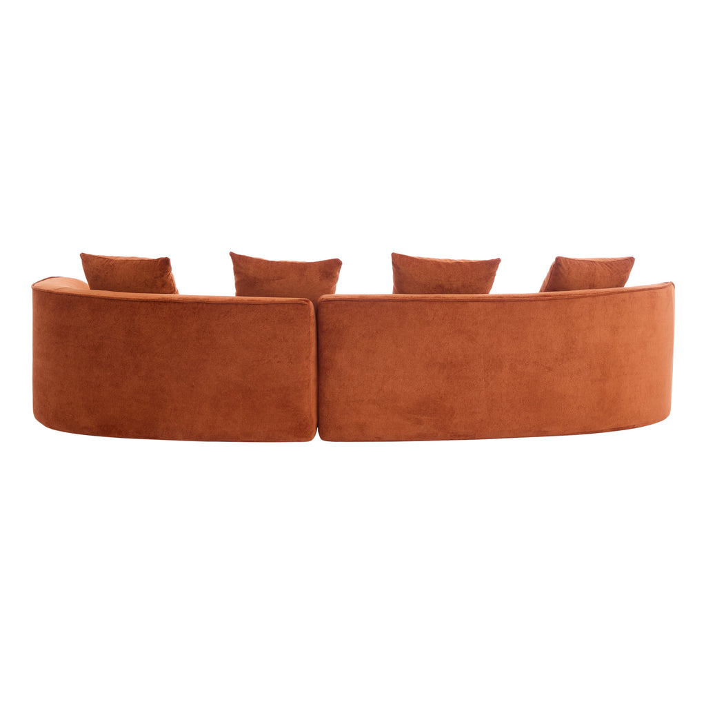 126" Curved Sectional Sofa with Full Foam - Dark Orange