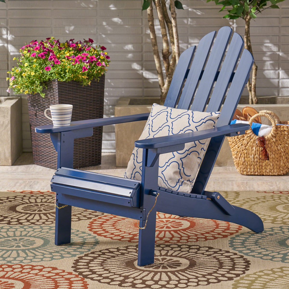 Hollywood Foldable Adirondack Chair with Foldable Design - Blue or Dark Grey