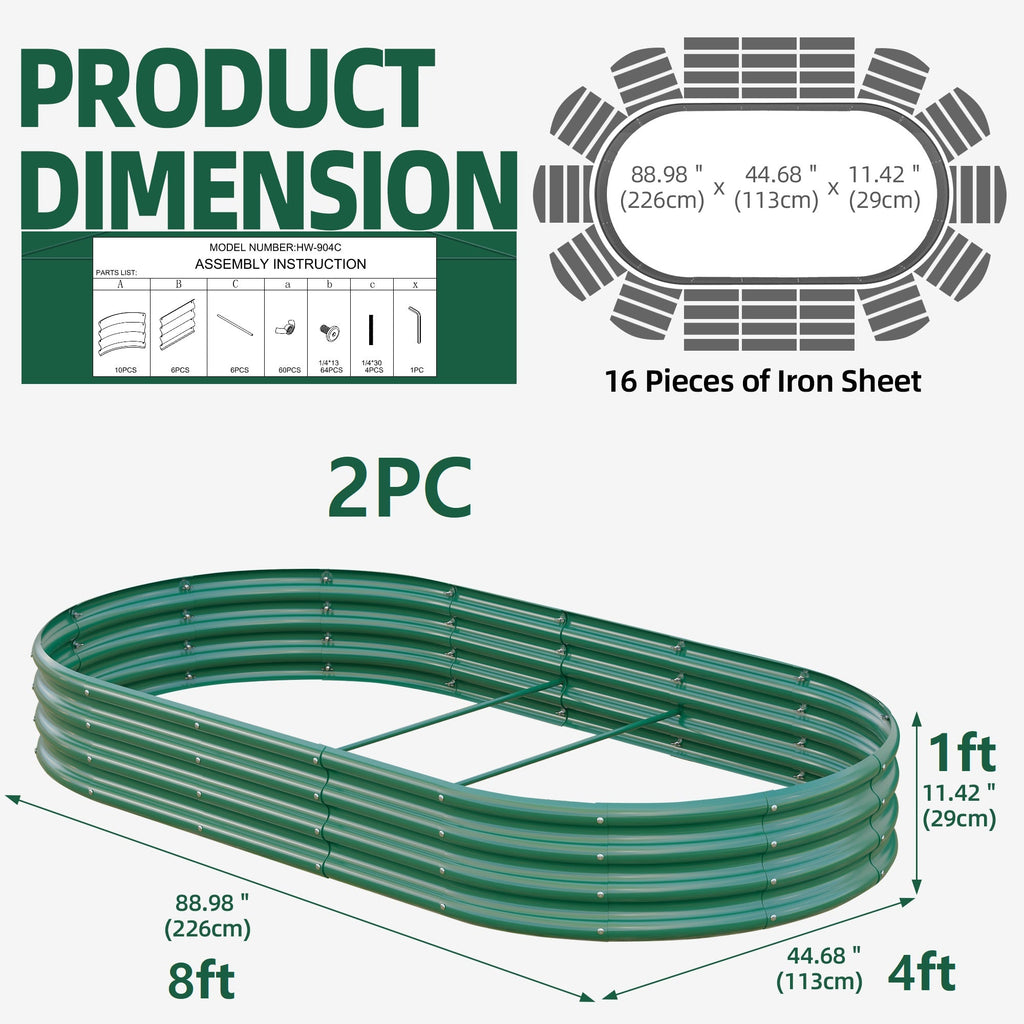 Galvanized Raised Garden Bed with Rust-Resistant Finish - Metal