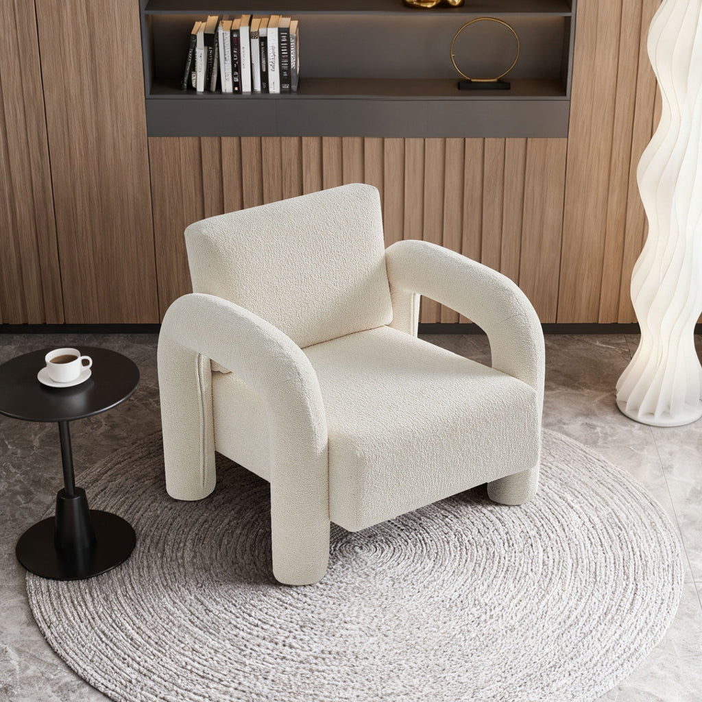 Modern Velvet Accent Chair with Plush Upholstery - Beige