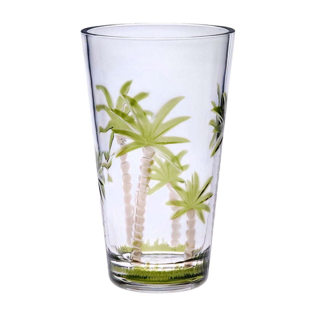 Palm Tree Design Acrylic Hi Ball Glasses with BPA-Free Durability - Clear
