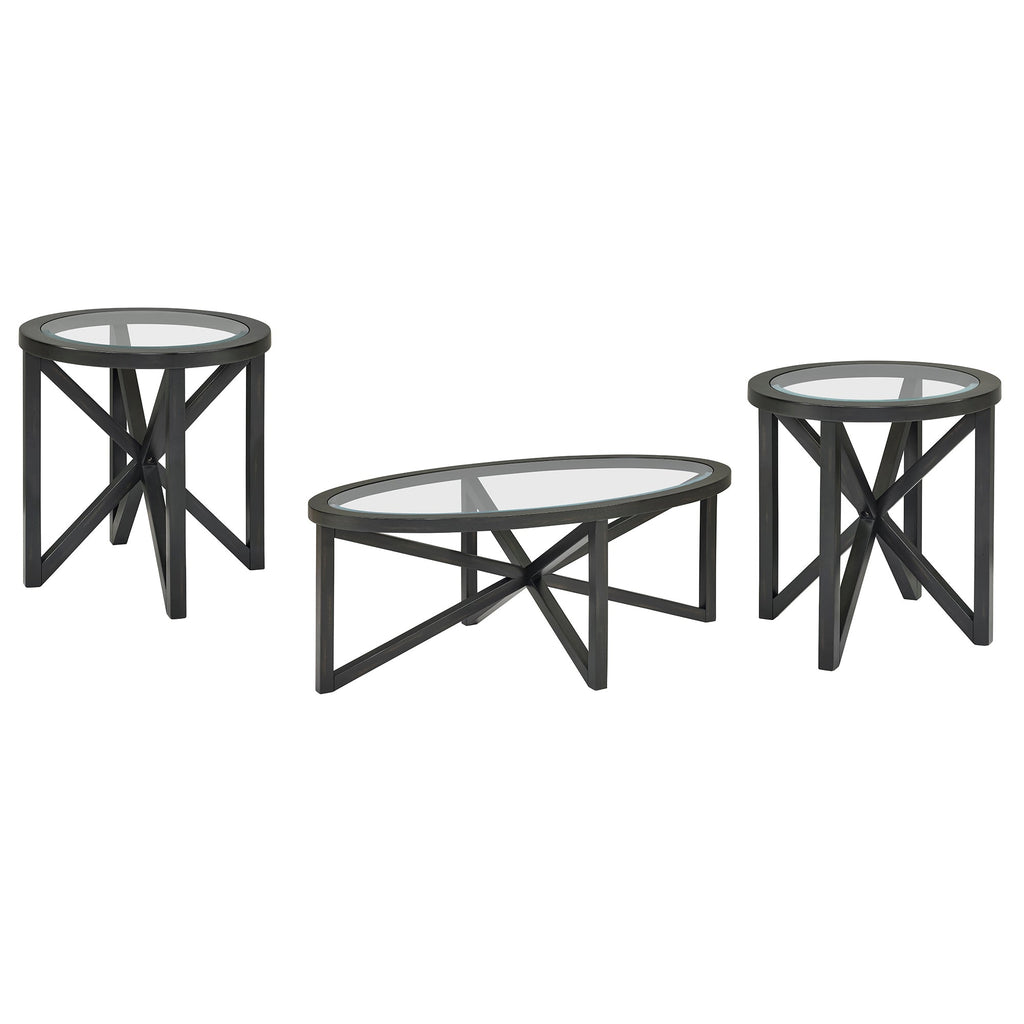 Modern Glass Coffee Table with Solid Wood Base - Clear/Light Wood