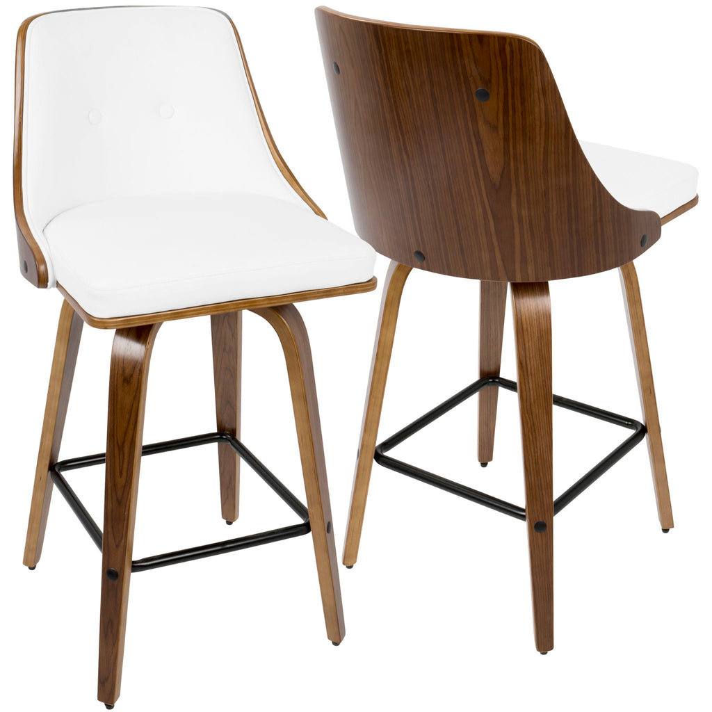Mid Century Modern Counter Stool Set with Swivel - Multiple Colors