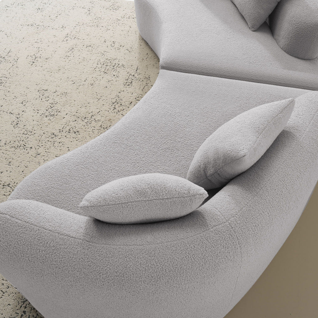 Curved 4 Seater Full Compression Sponge Sofa with Soft Upholstery - White or Gray
