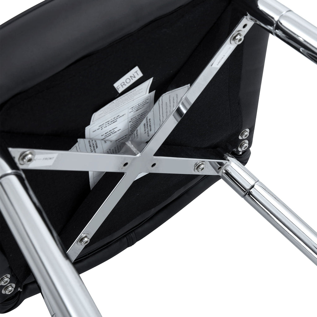 Modern Bar Chair Set with Streamlined Backrest and Metal Legs - Black/Silver