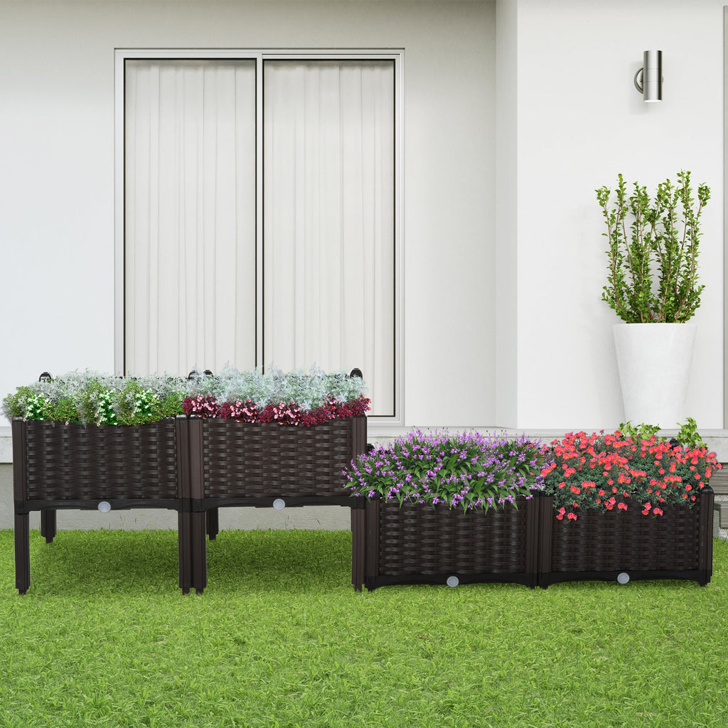 4 Piece Raised Garden Bed with Legs - Self-Watering Planter, Modular, Plastic