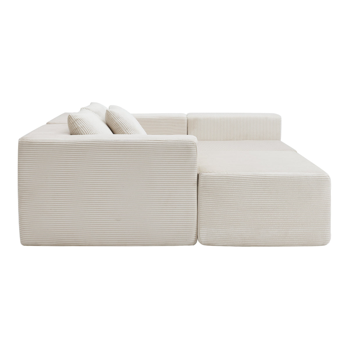 107" Compressed Sectional Sofa with High-Density Cushions - Beige