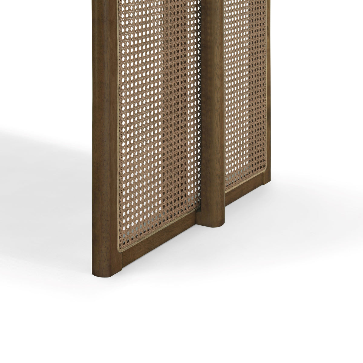 Walnut Rubber Wood Dining Table with Rattan Accents - 70.87"L