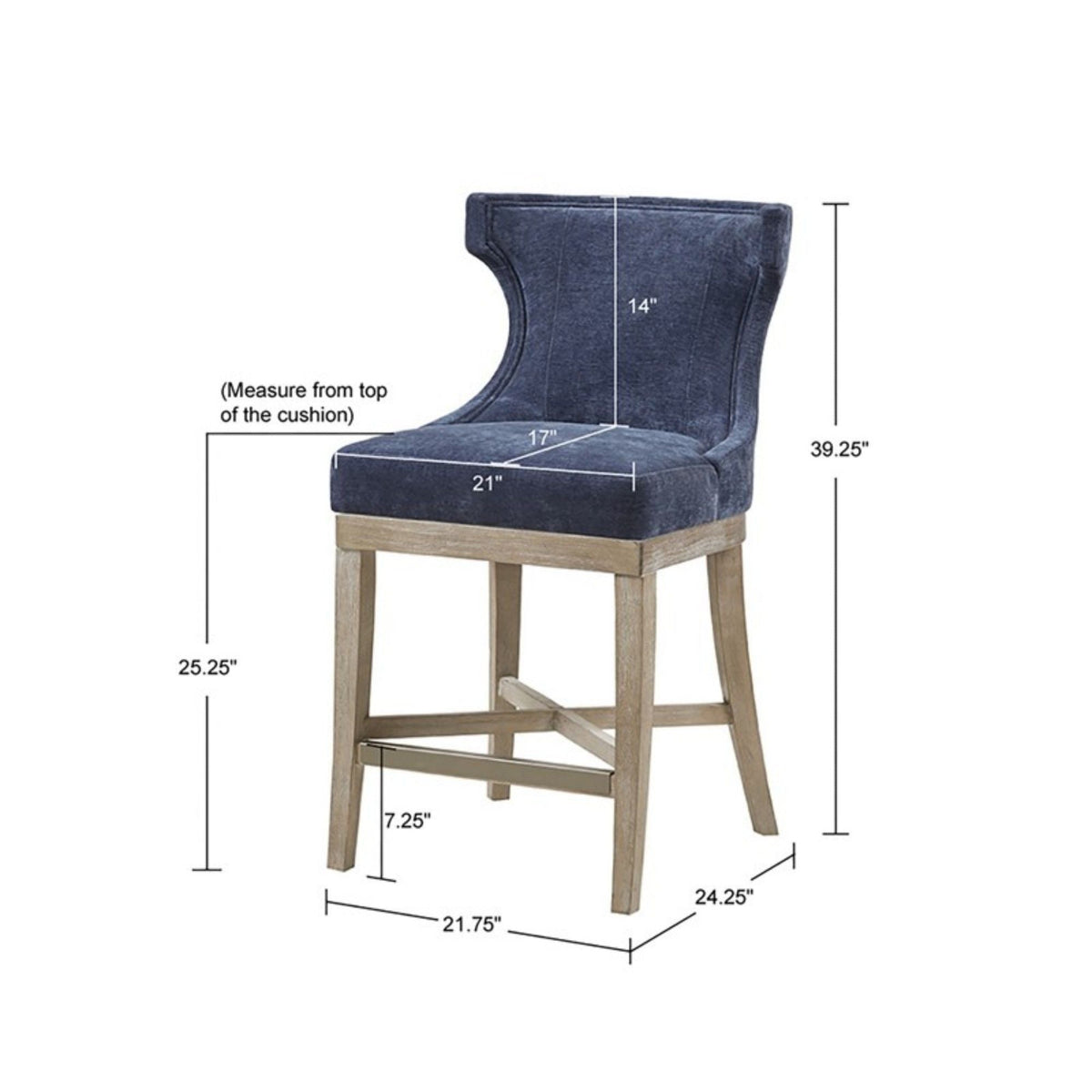 Carson Counter Stool with Swivel Seat - Wingback Design - Beige, Gray, Blue