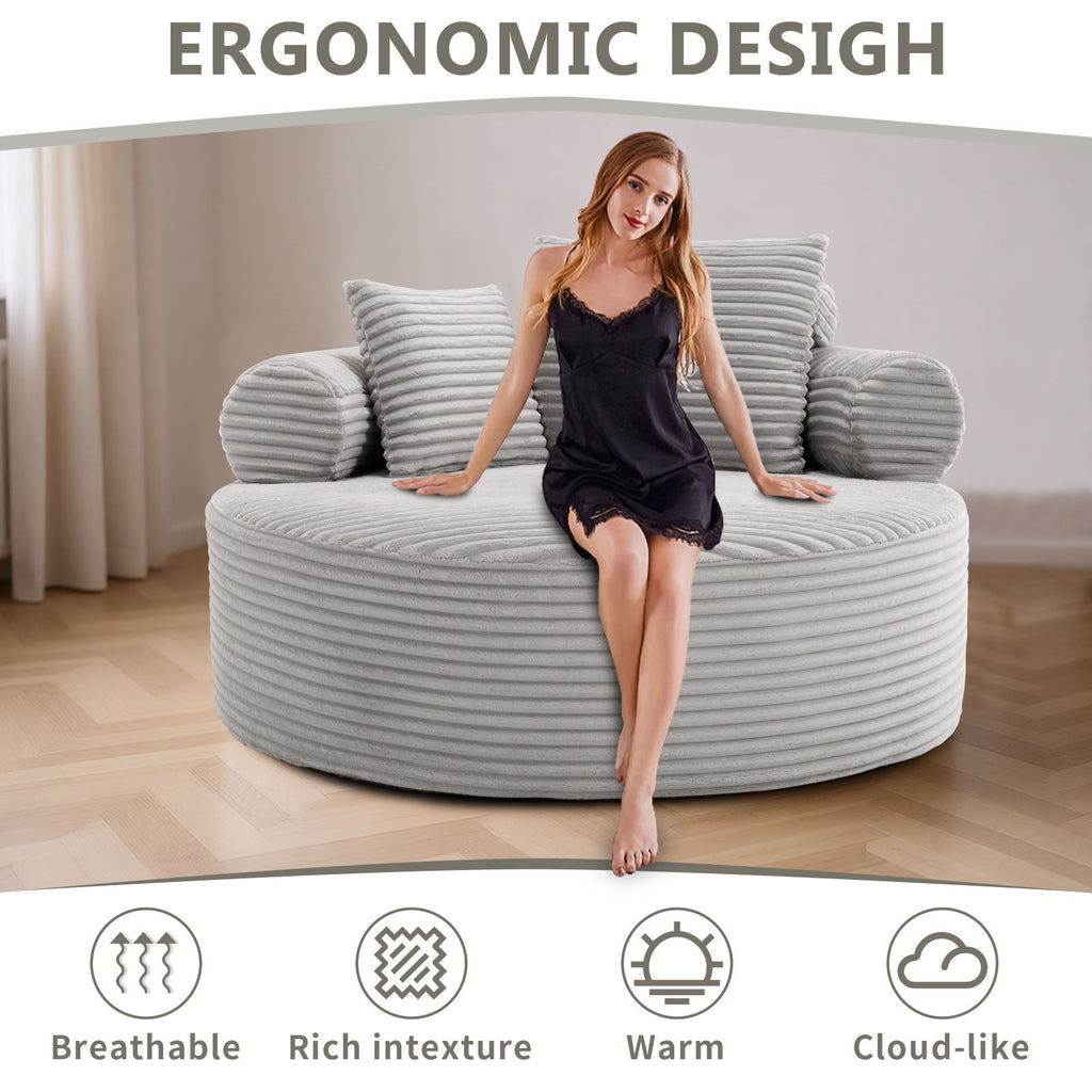 Round Sofa Bed with Memory Foam and 3 Pillows - Multiple Colors
