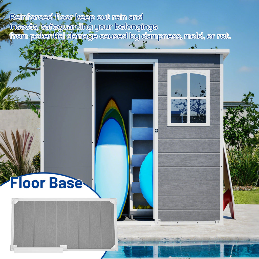 5x3ft Resin Shed with Weather-Resistant Resin - Gray