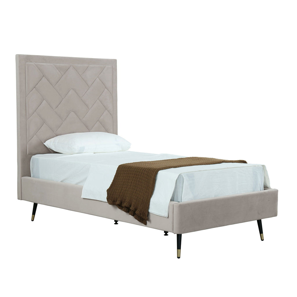Upholstered Bed with Headboard and Slats - Multiple Colors