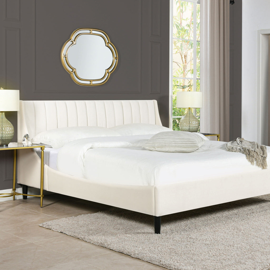 Vertical Tufted Modern Headboard Platform Bed Set with Upholstered Finish - Multiple Colors