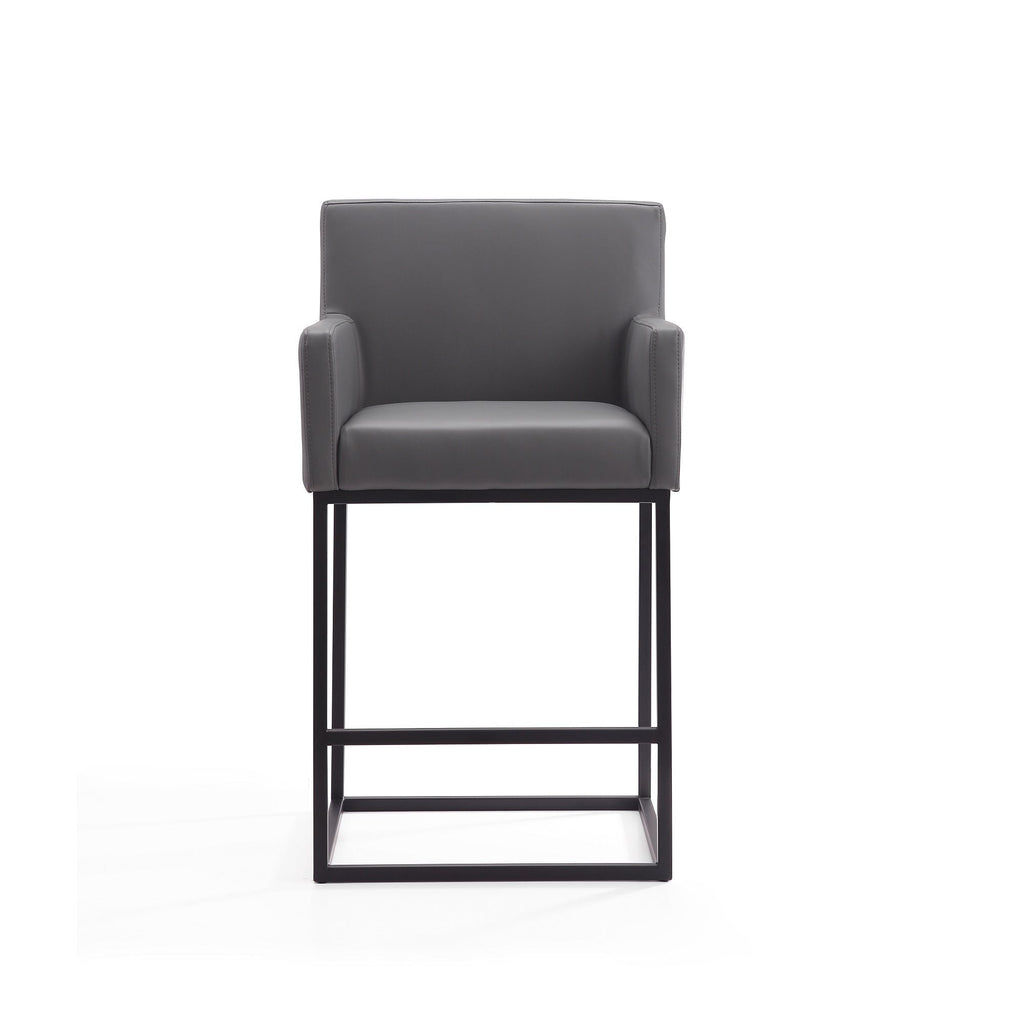 Ambassador Counter Stool with Square Frame and Armrests - Dark Gray or Beige