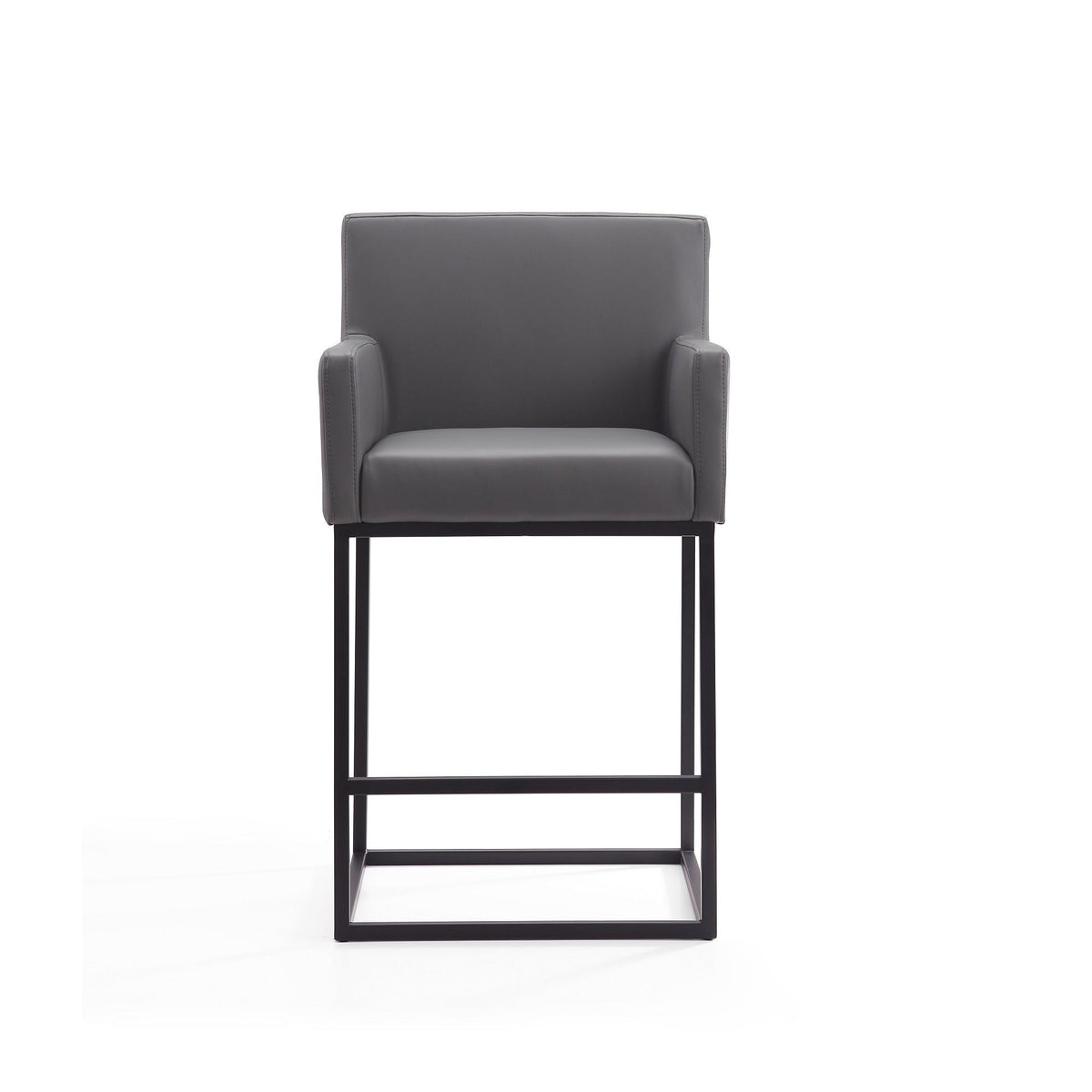 Ambassador Counter Stool with Square Frame and Armrests - Dark Gray or Beige