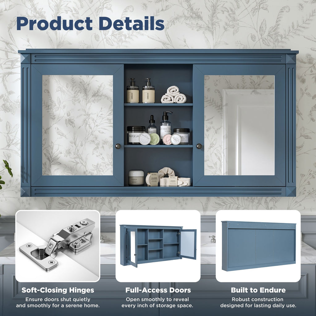 Modern Wall-Mount 2 In 1 Mirror Cabinet
