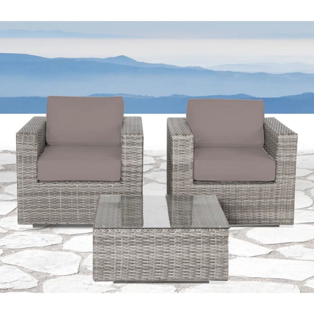 Wicker Outdoor Seating Group Set with Cushions and Table - Multiple Colors