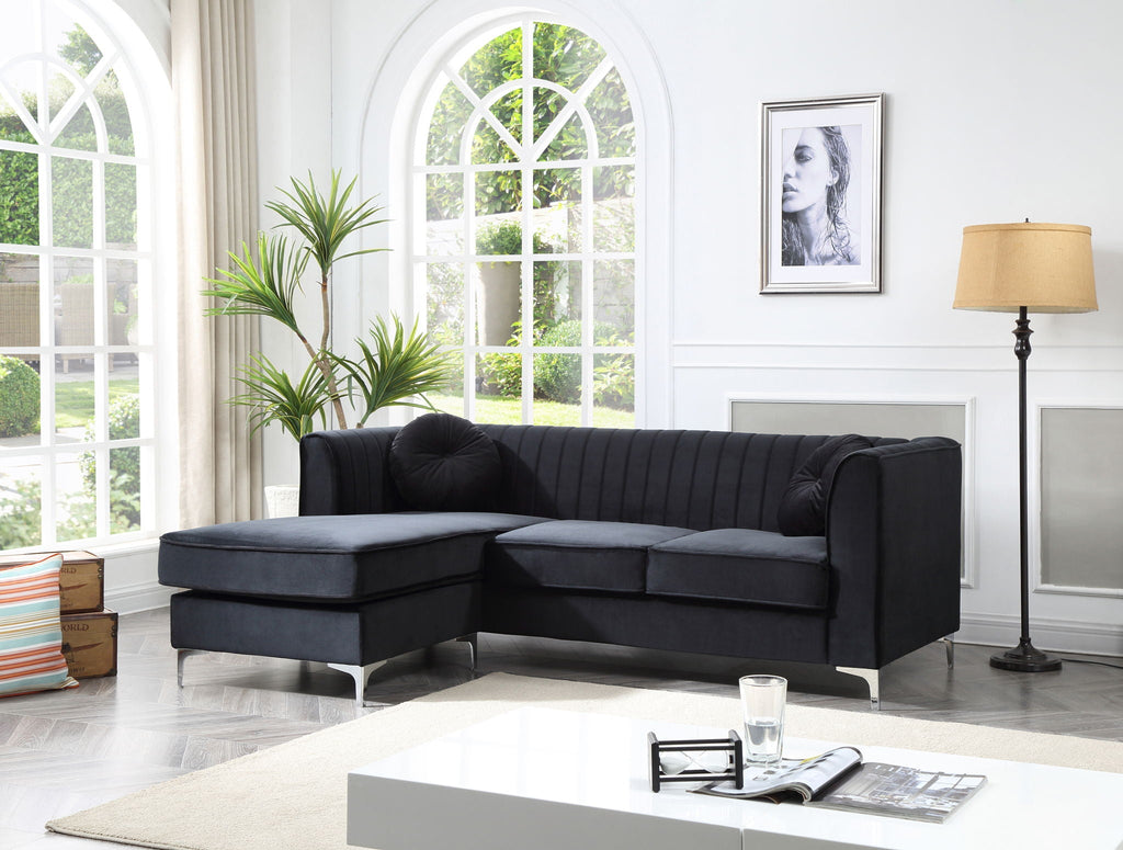 Micro Suede Sofa Chaise with Channel Quilting - Multiple Colors