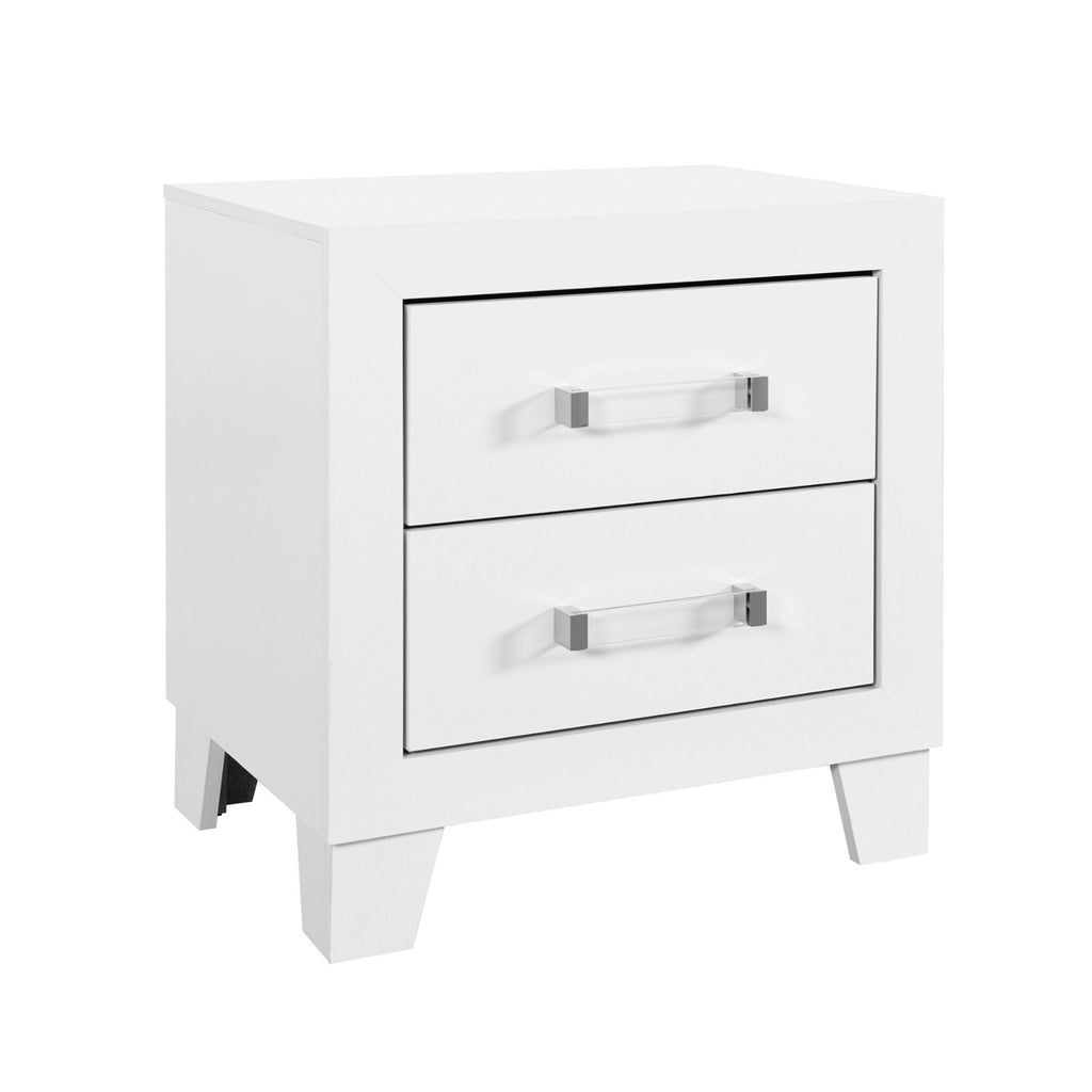 White Nightstand with Modern Acrylic Hardware - Omoda