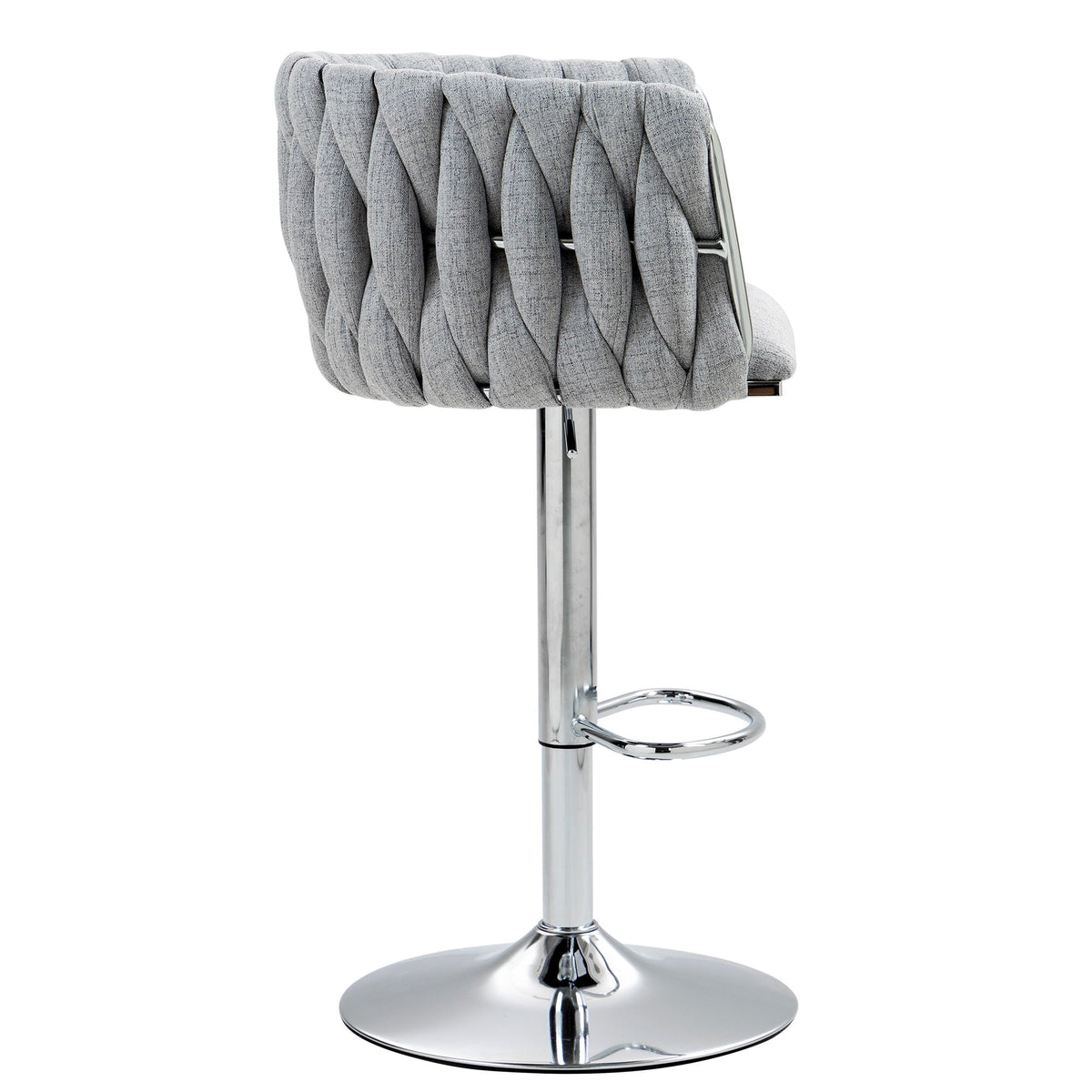 Adjustable Gray Counter Stools with 360° Swivel & Woven Back - Set of 2