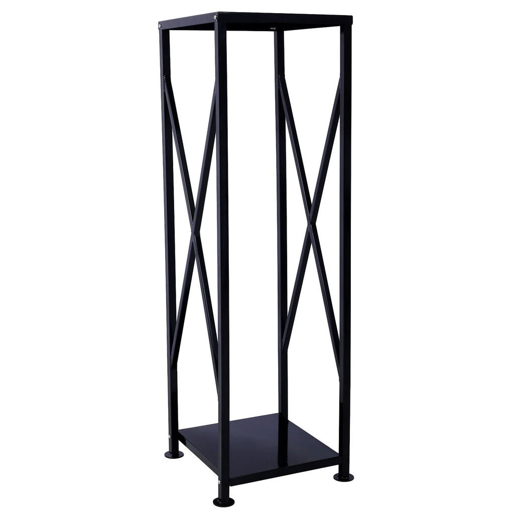 Decorative Firewood Storage Log Rack Holder with Openwork Design - Black