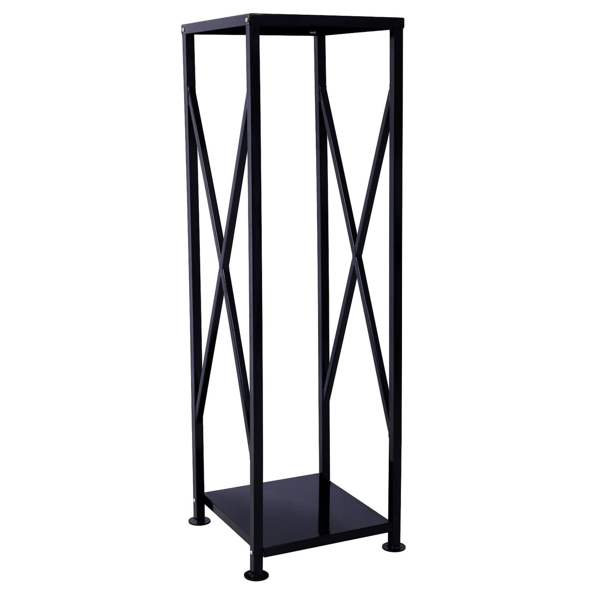 Decorative Firewood Storage Log Rack Holder with Openwork Design - Black