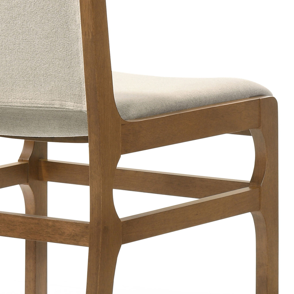 Contemporary Dining Chair Set with Upholstered Fabric Seats - Light Brown