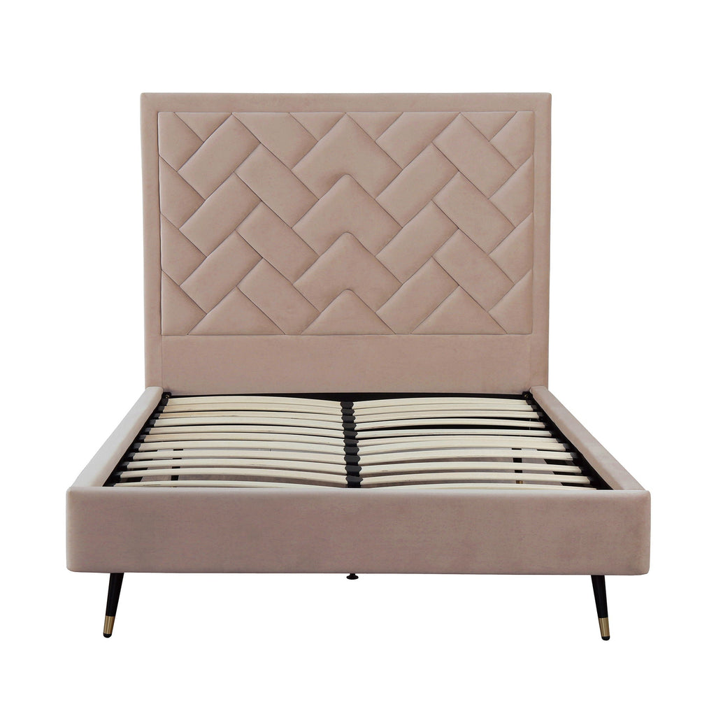 Upholstered Bed with Headboard and Slats - Multiple Colors