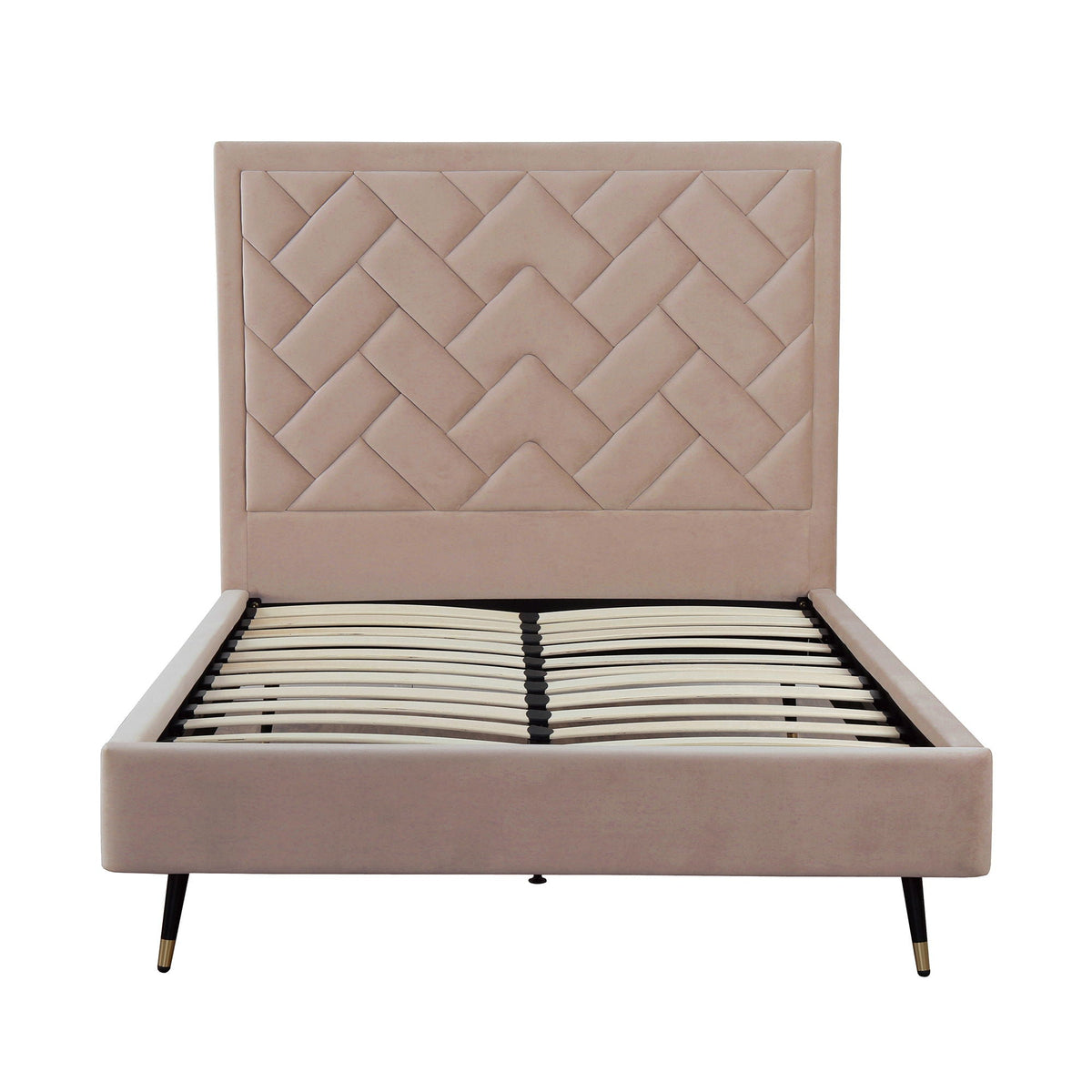 Upholstered Bed with Headboard and Slats - Multiple Colors