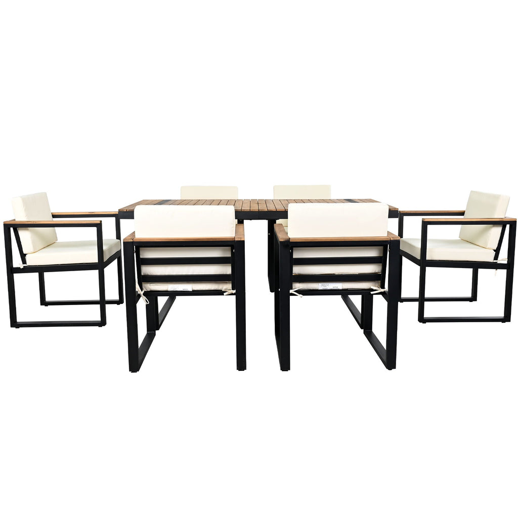 7 Piece Outdoor Dining Set with Removable Cushions - Gray or Beige