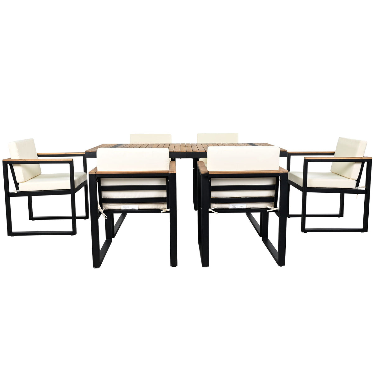 7 Piece Outdoor Dining Set with Removable Cushions - Gray or Beige