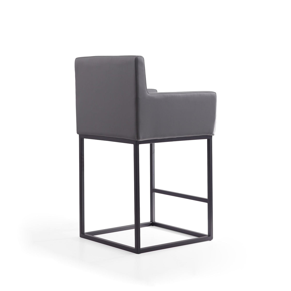 Ambassador Counter Stool with Square Frame and Armrests - Dark Gray or Beige