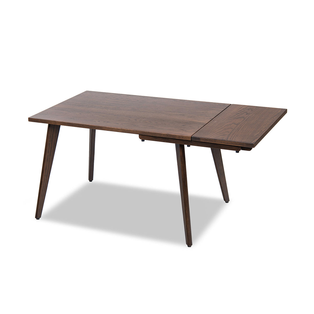 Capri 47-78.5" Solid Red Oak Dining Table with Extending Leaves - Dark Brown or Brown