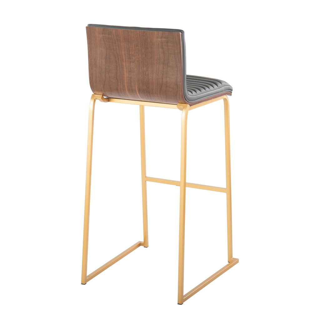 Mason Mara Contemporary Fixed Height Barstool Set with Upholstered Seat - White, Dark Gray, Black