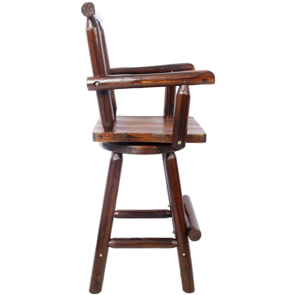 Rustic Tall Bistro Chair with Decorative Star Backrest and Footrest - Brown