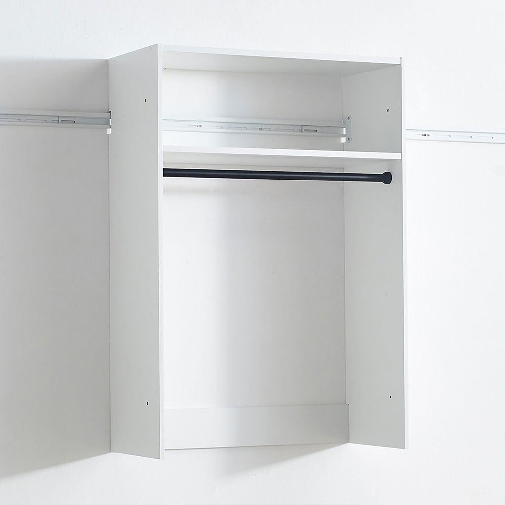 Wall Mounted Wood Closet System with Modular Units – White or Light Brown
