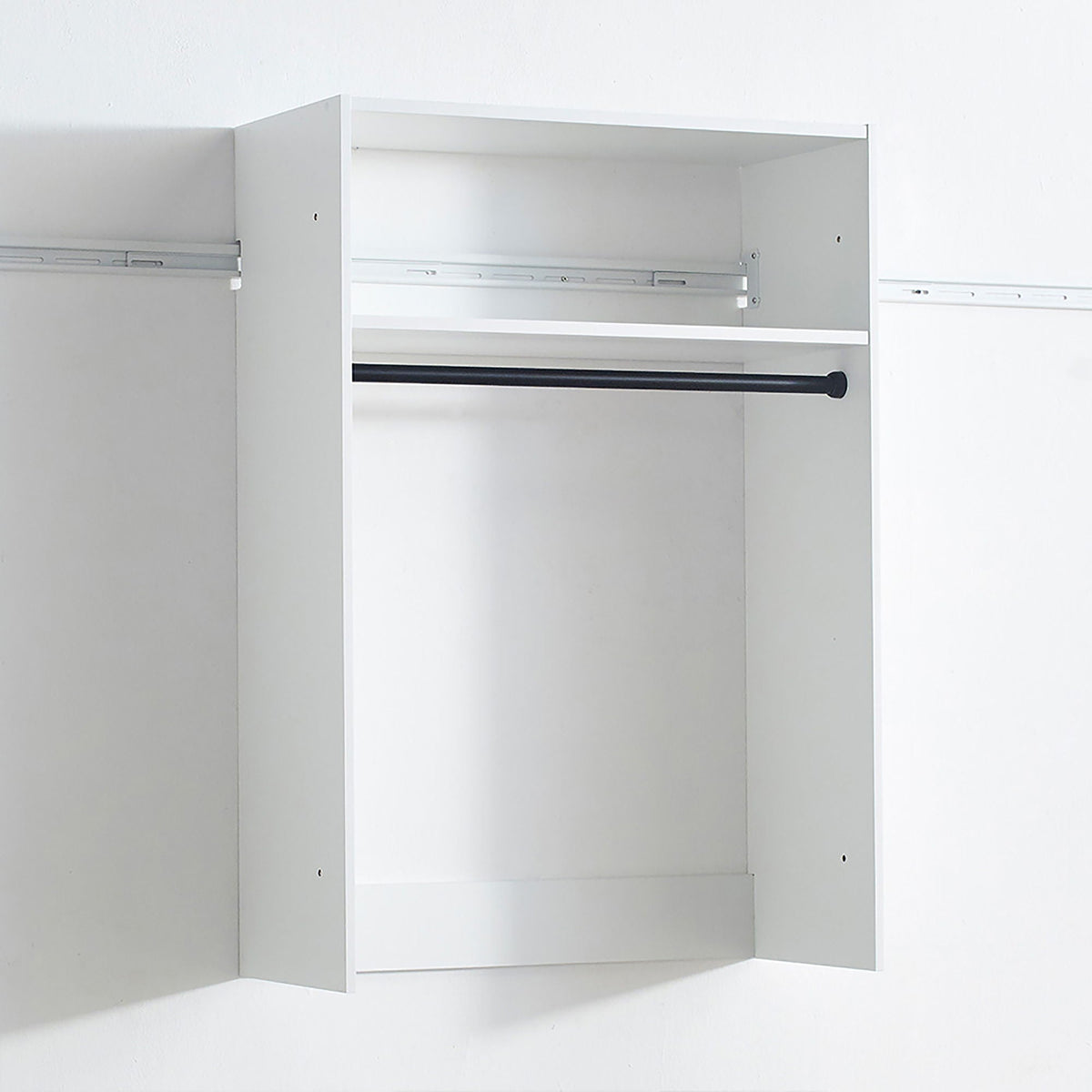 Wall Mounted Wood Closet System with Modular Units – White or Light Brown