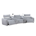 Modular Power Reclining Sectional Sofa with Console and Tech Features - Light Gray