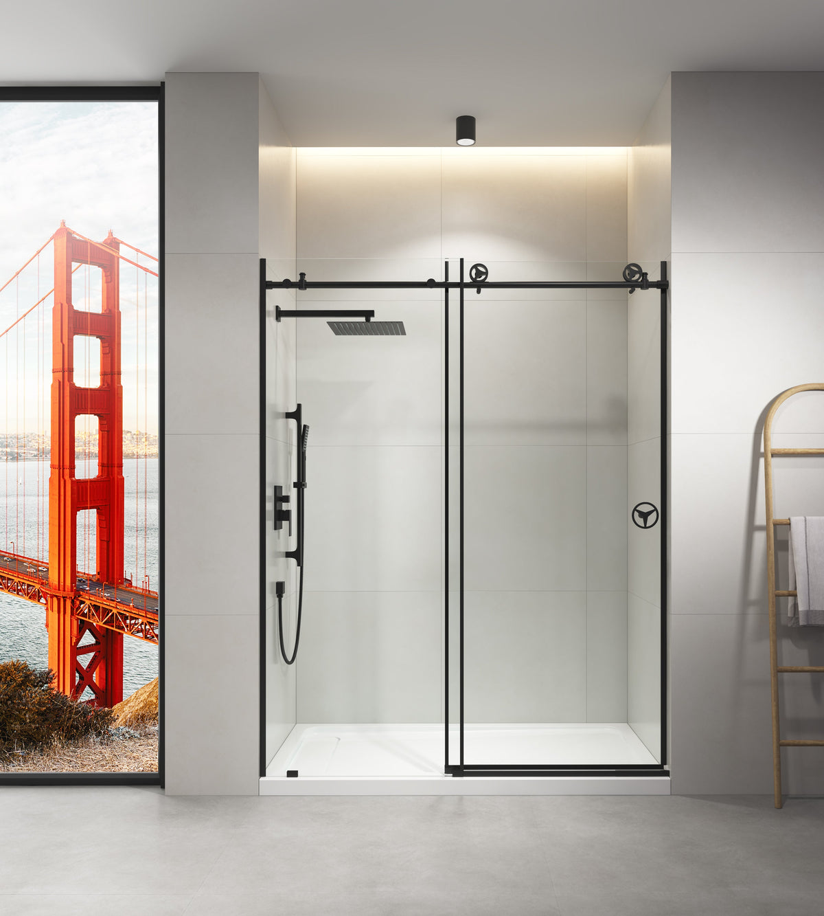 Sliding Frameless Shower Door with Matte Finish - 60" W x 76" H