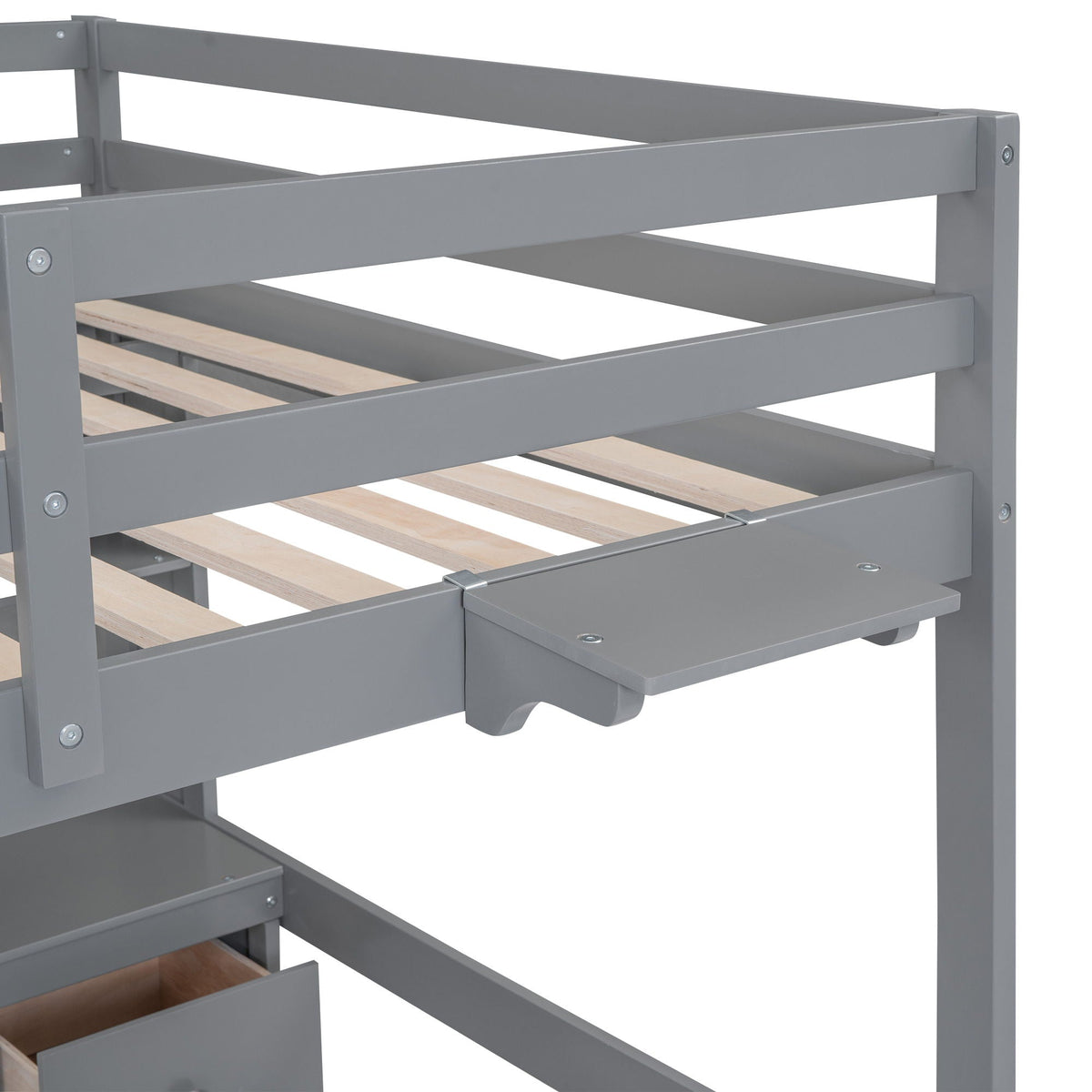 Loft Bed with Desk, Cabinets, Drawers and Charging Station - Full Size