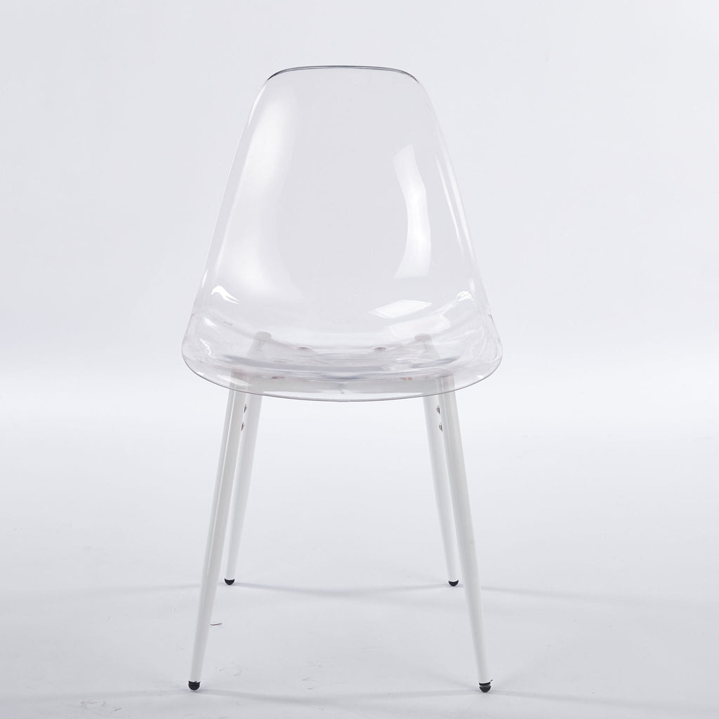 Transparent Dining Chair Set with Contemporary Shell - Matte White
