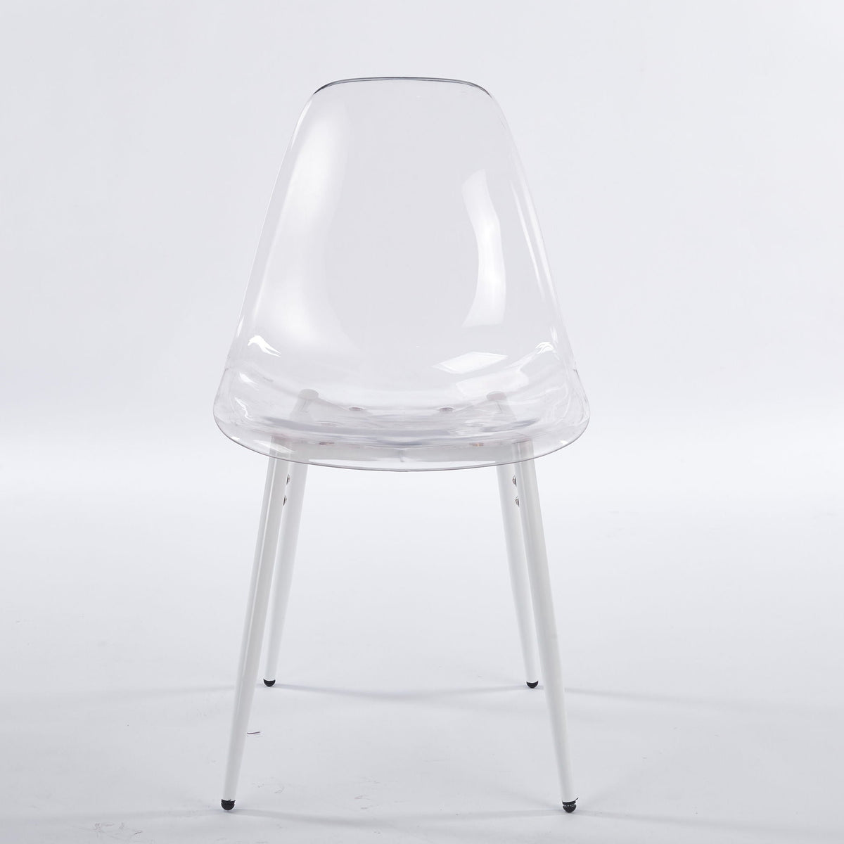 Transparent Dining Chair Set with Contemporary Shell - Matte White