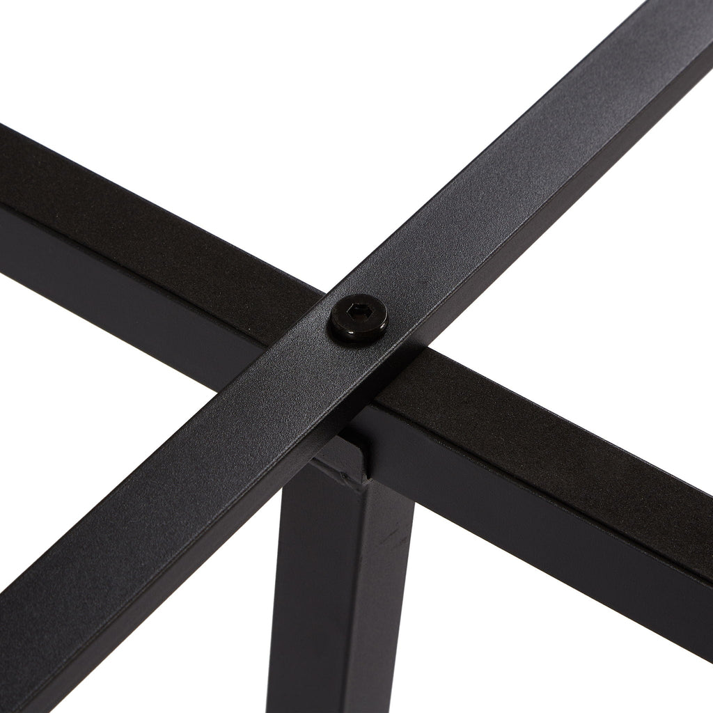Metal Platform Bed Frame with Wooden Headboard and USB - Dark Brown
