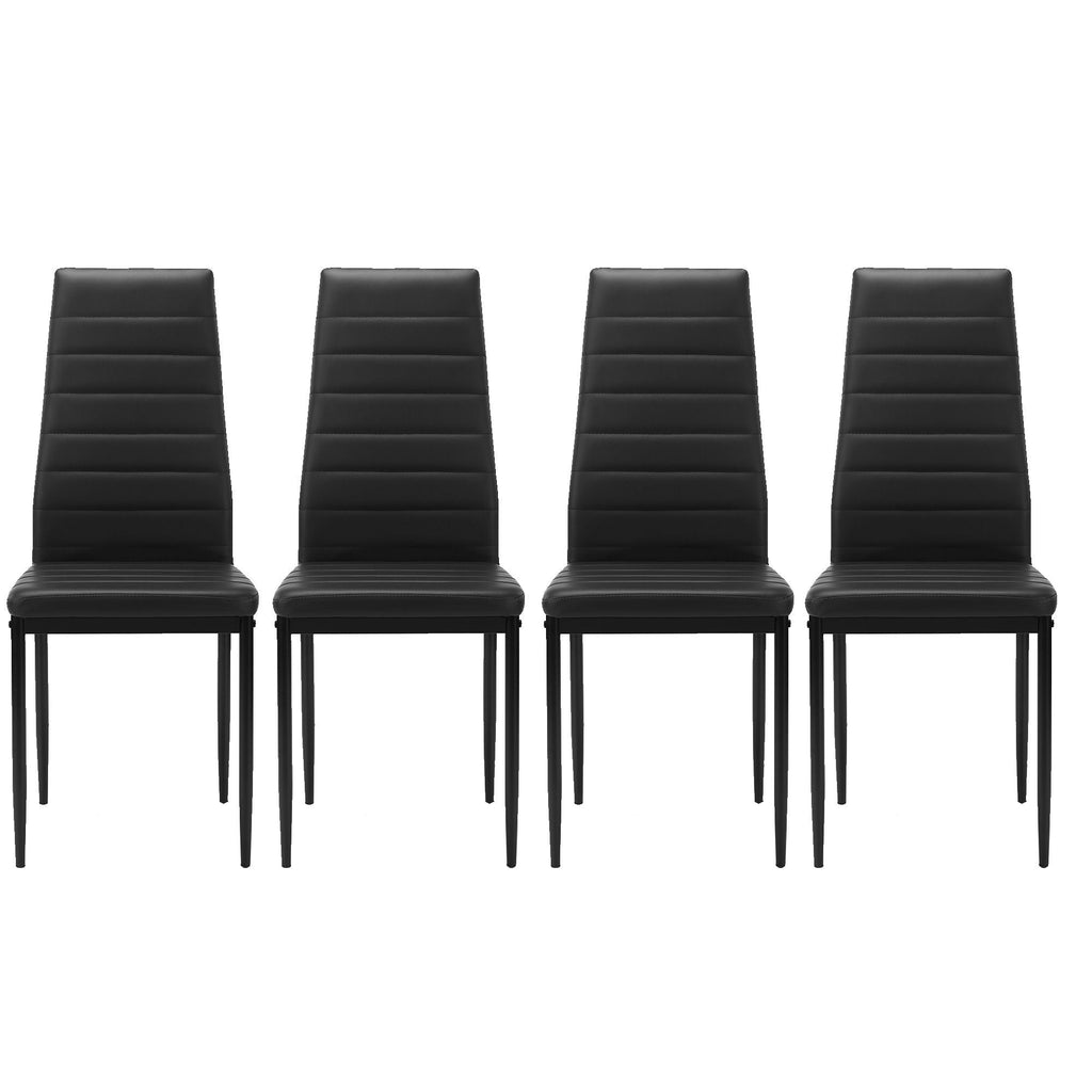Black Dining Chair Set of 4 with PU Leather Upholstery