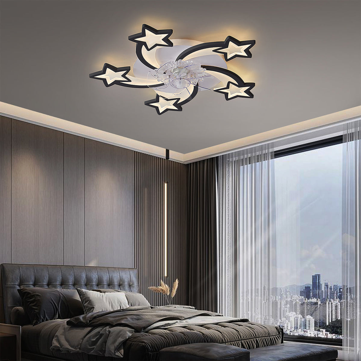 29 Inch Ceiling Fan with Dimmable LED Light and Remote Control - Acrylic