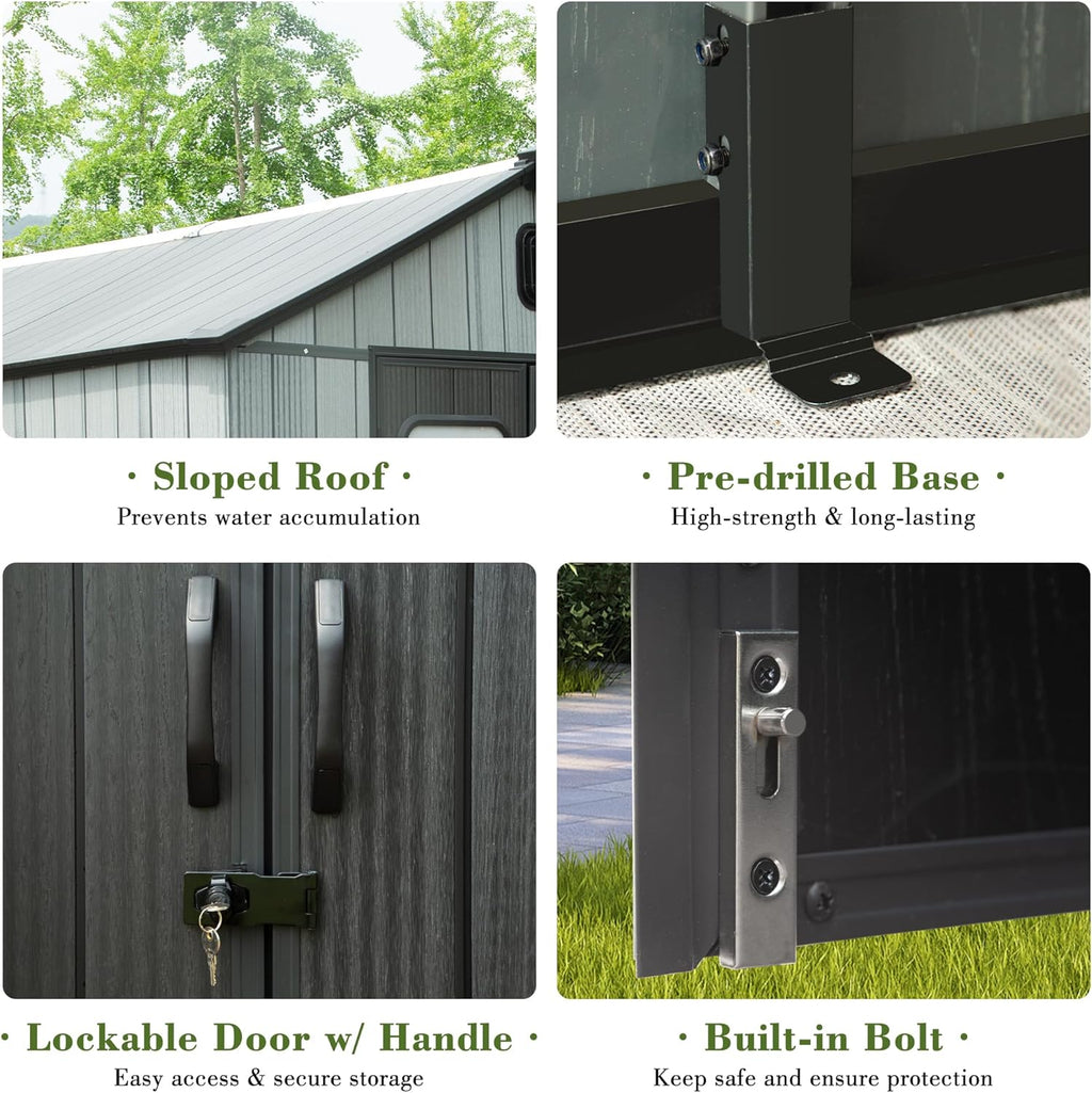 5x3FT Outdoor Resin Storage Shed with Transparent Windows & Louvered Vents - Gray
