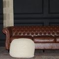 Cable Knitted Accent Pouf with Semi Rounded Design - Beige, Dark Brown, Dark Gray