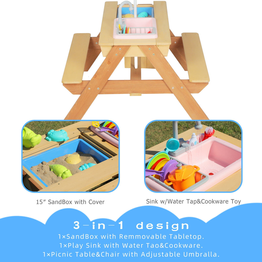 Kids Picnic Table with Sand and Water Table Conversion - Cedar Outdoor Table