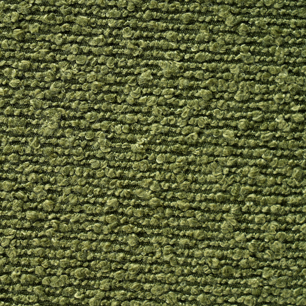 Upholstered Oval Ottoman with Boucle Fabric - Olive Green